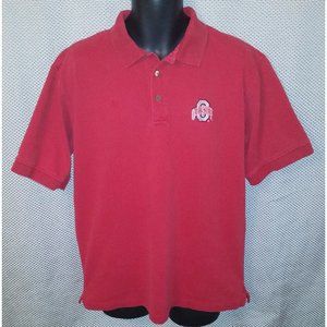 Ohio State Buckeyes Scarlet Pique Cotton Block O Golf Polo Shirt - Mens Medium